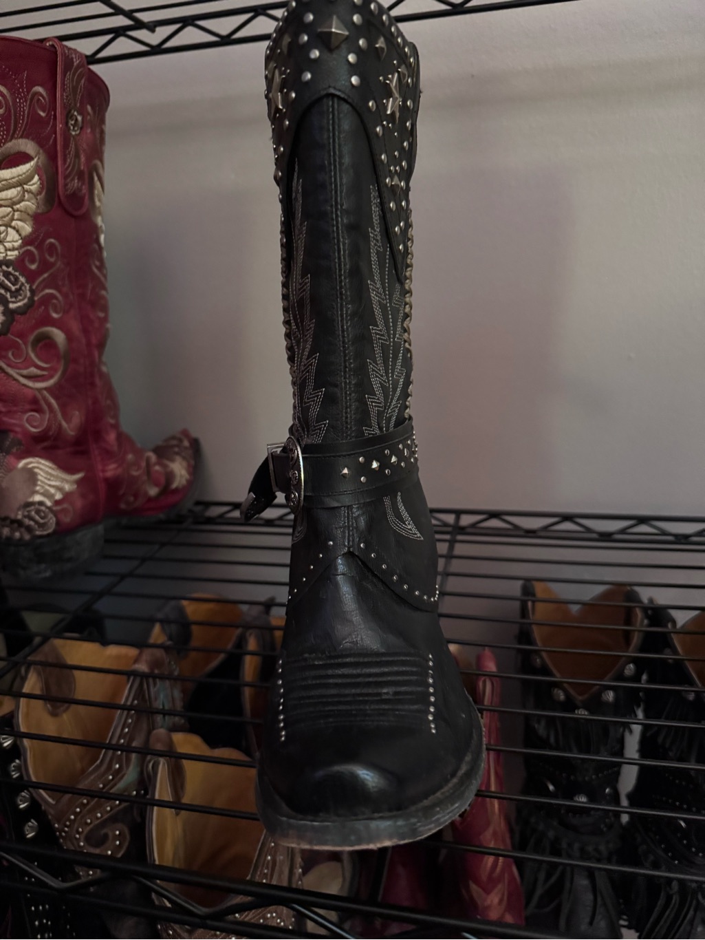 Old Gringo Black Studded Leather Heeled Boots